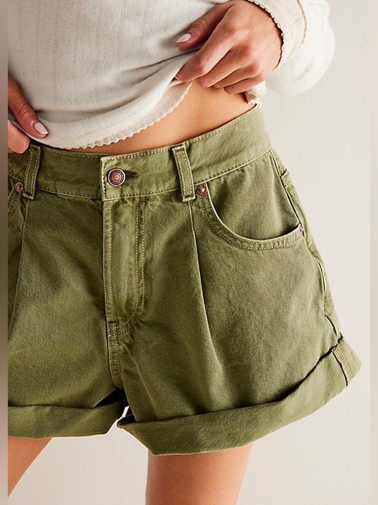 Free People Pants - Free People We The Free Danni Shorts NWT Size L Army Green